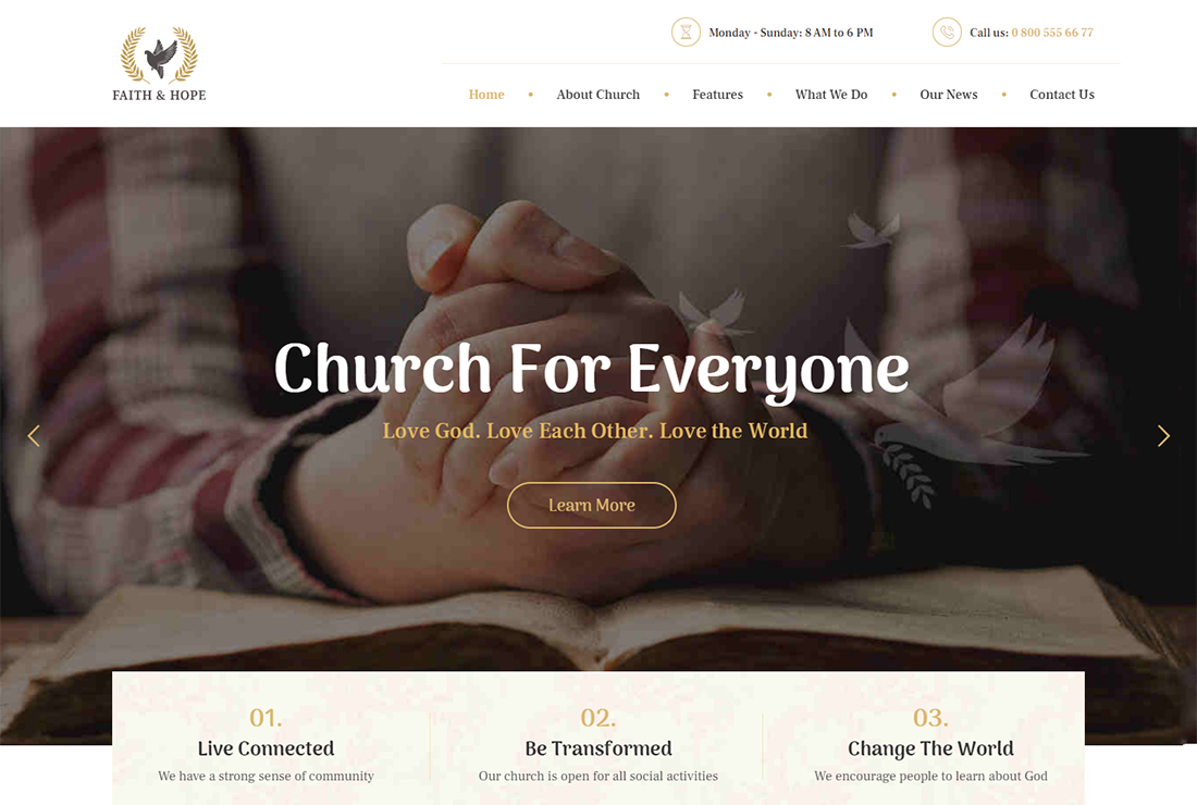 Faith & Hope WordPress Live Streaming Theme