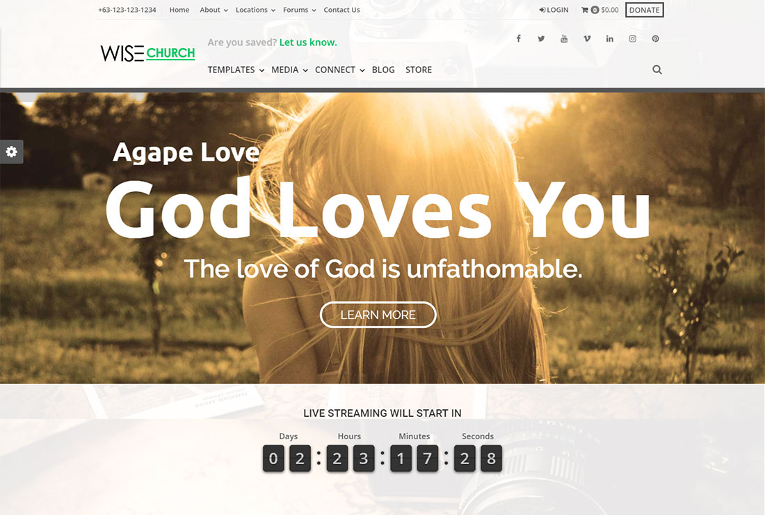 Wise Church WordPress Live Streaming Theme