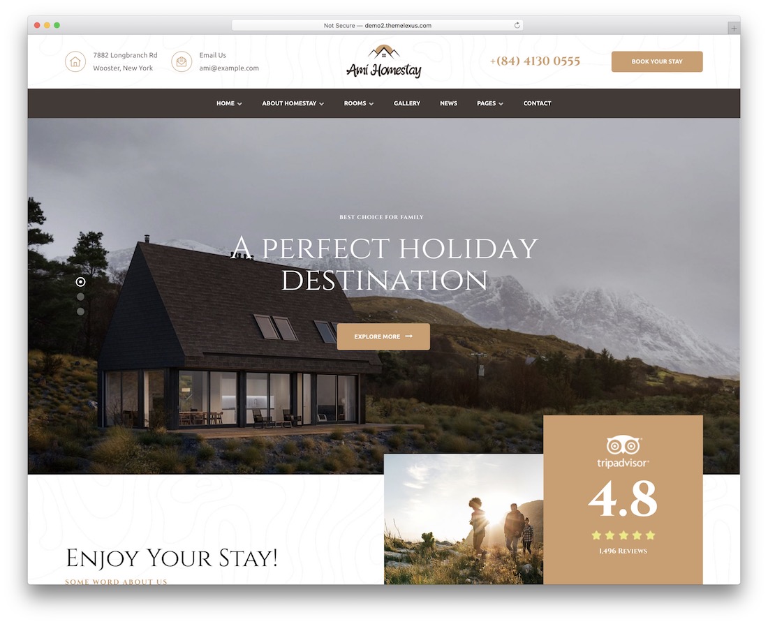 ami homestay hotel wordpress theme