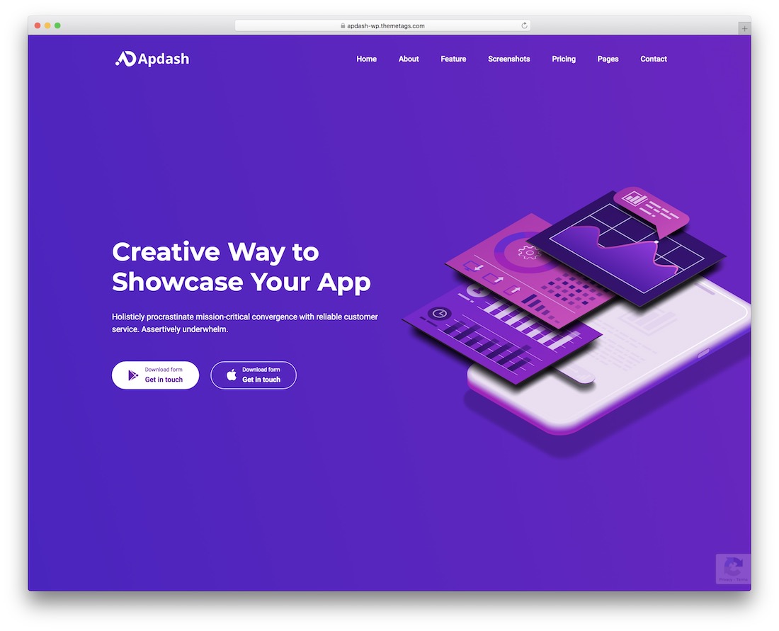 apdash app showcase wordpress theme