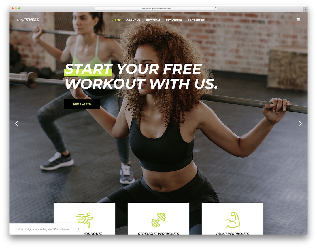 bridge best wordpress fitness theme