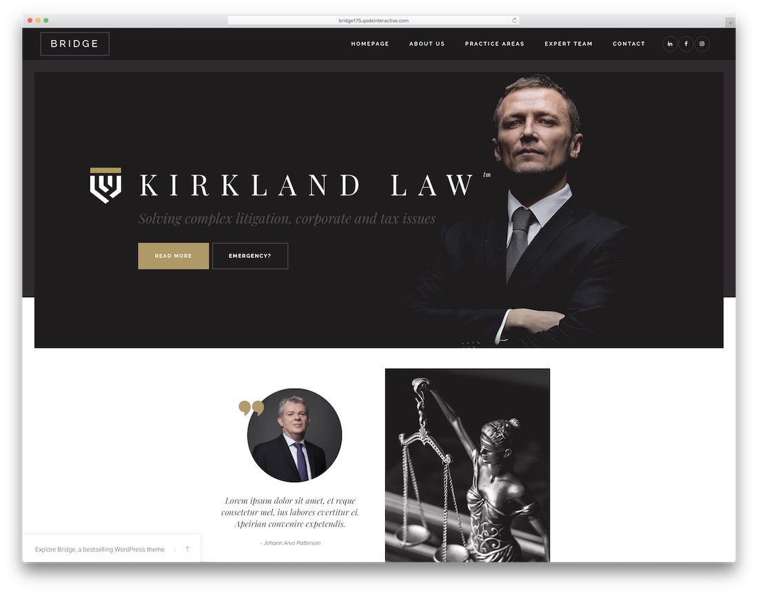 bridge lawyer wordpress theme