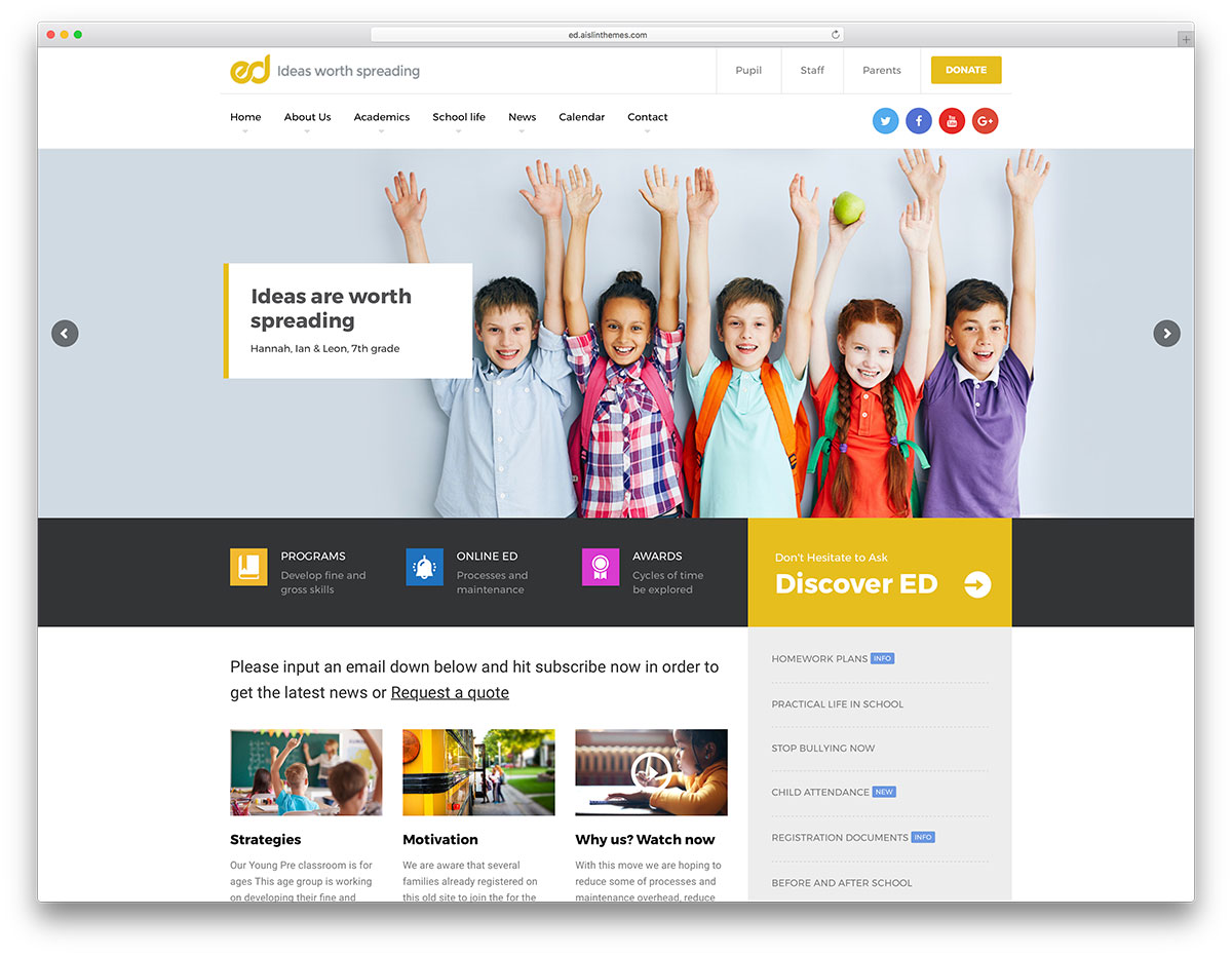 edschool - elementary school WordPress theme