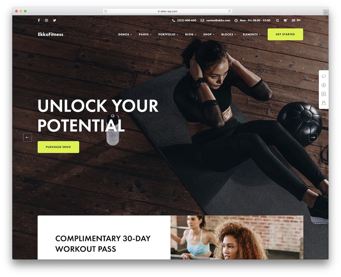 ekko wordpress fitness theme