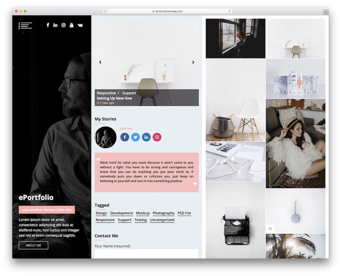 eportfolio free gallery wordpress theme