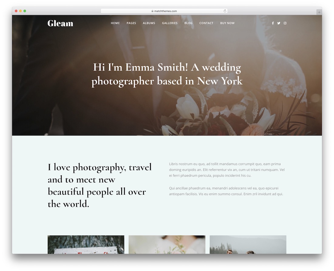 gleam photography website template