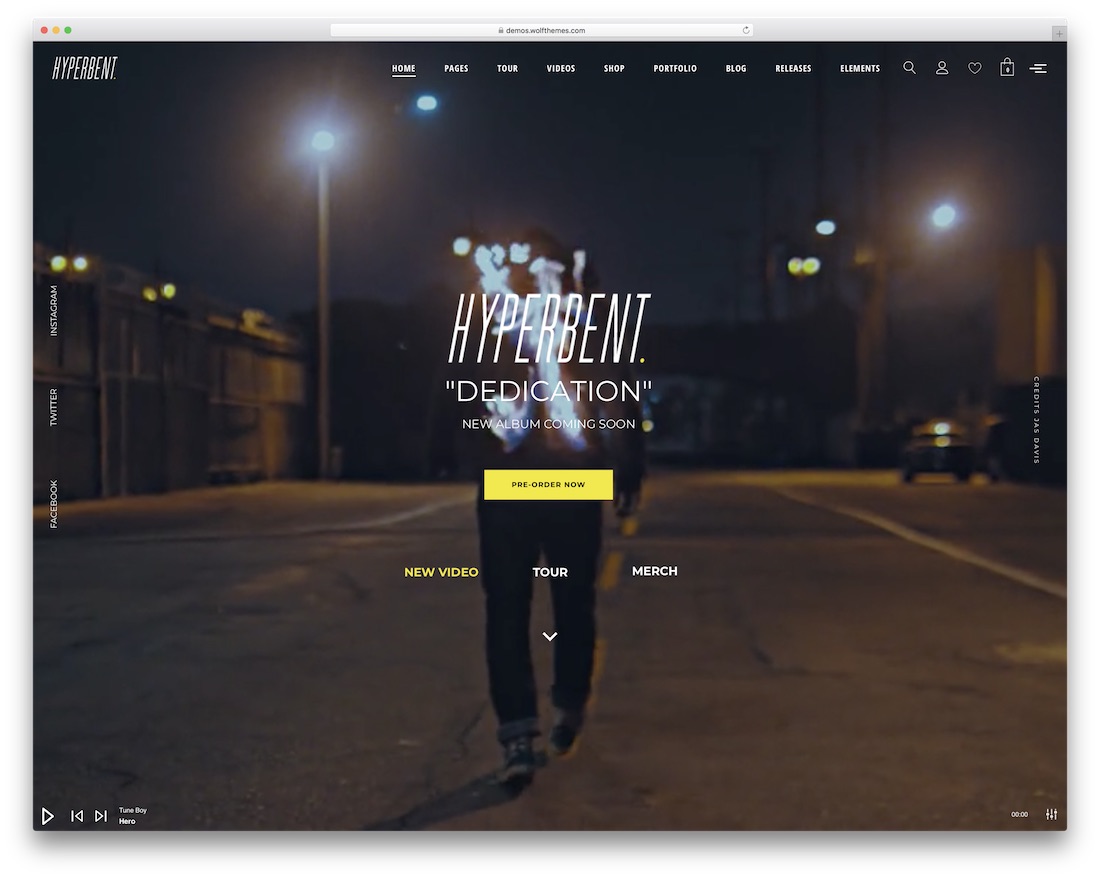 hyperbent music wordpress theme