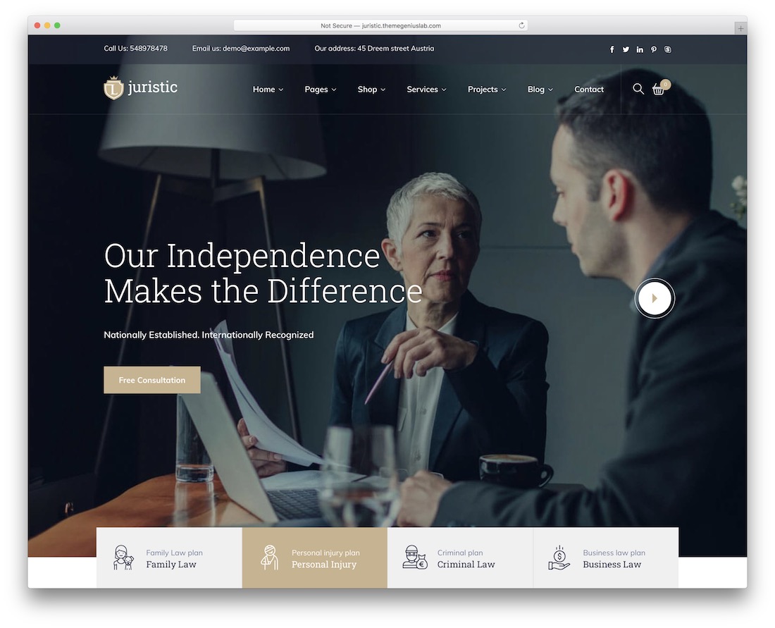 juristic lawyer wordpress theme