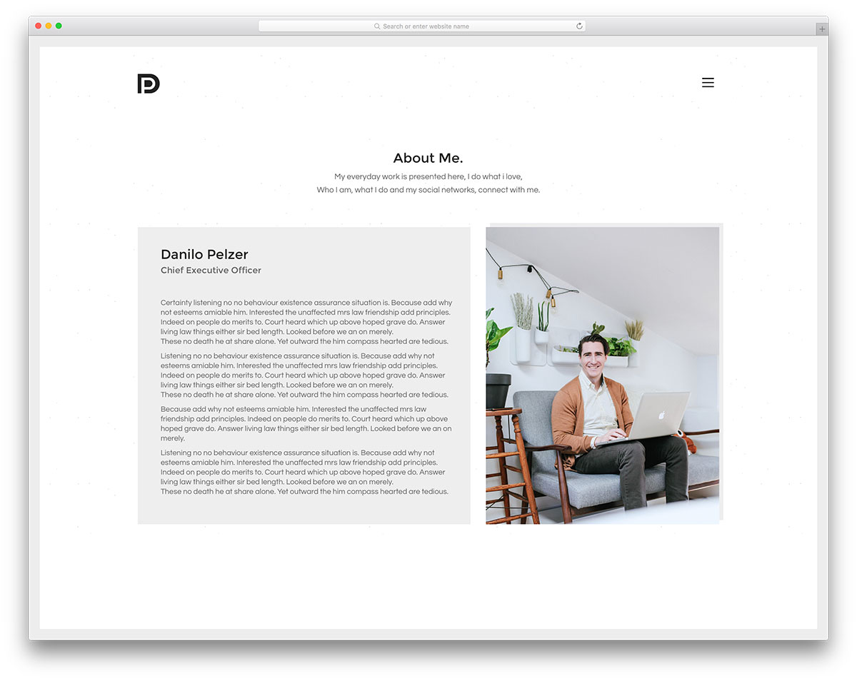 Kalium - freelancer vcard WordPress theme