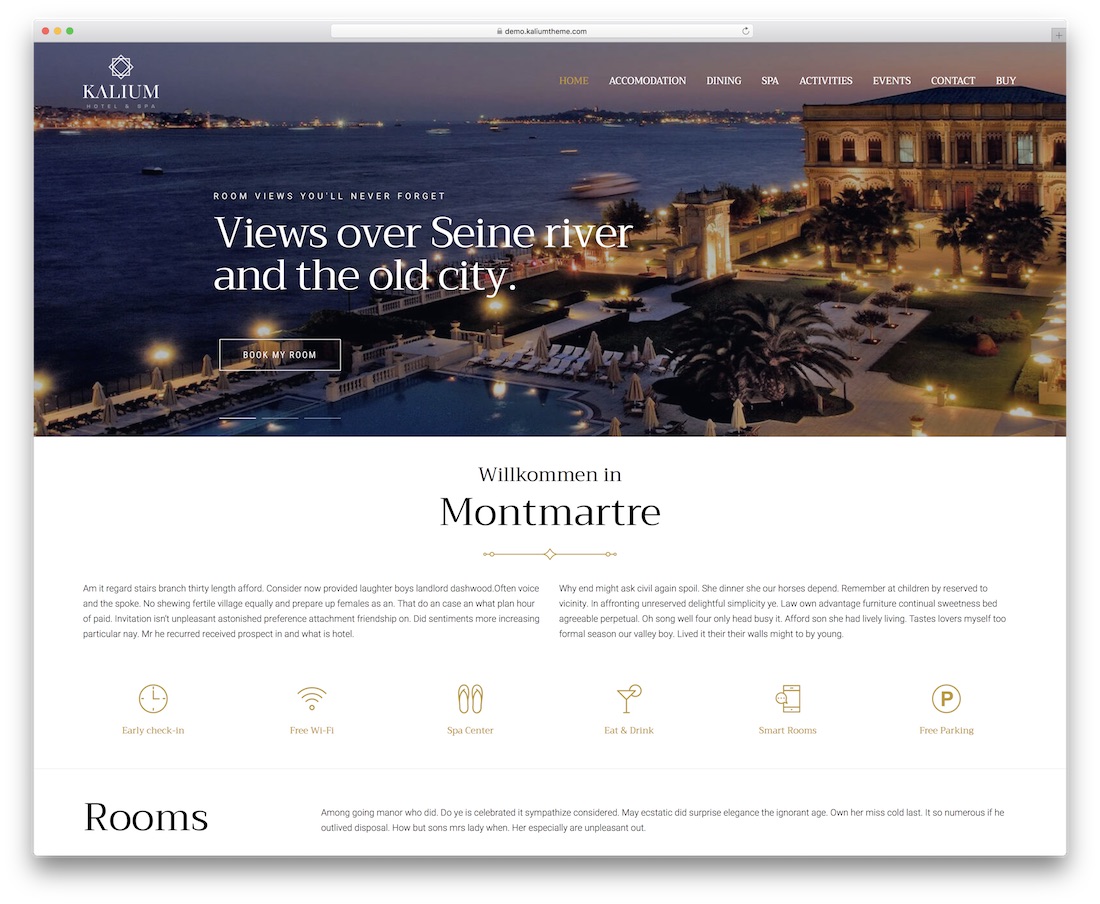 kalium hotel wordpress theme