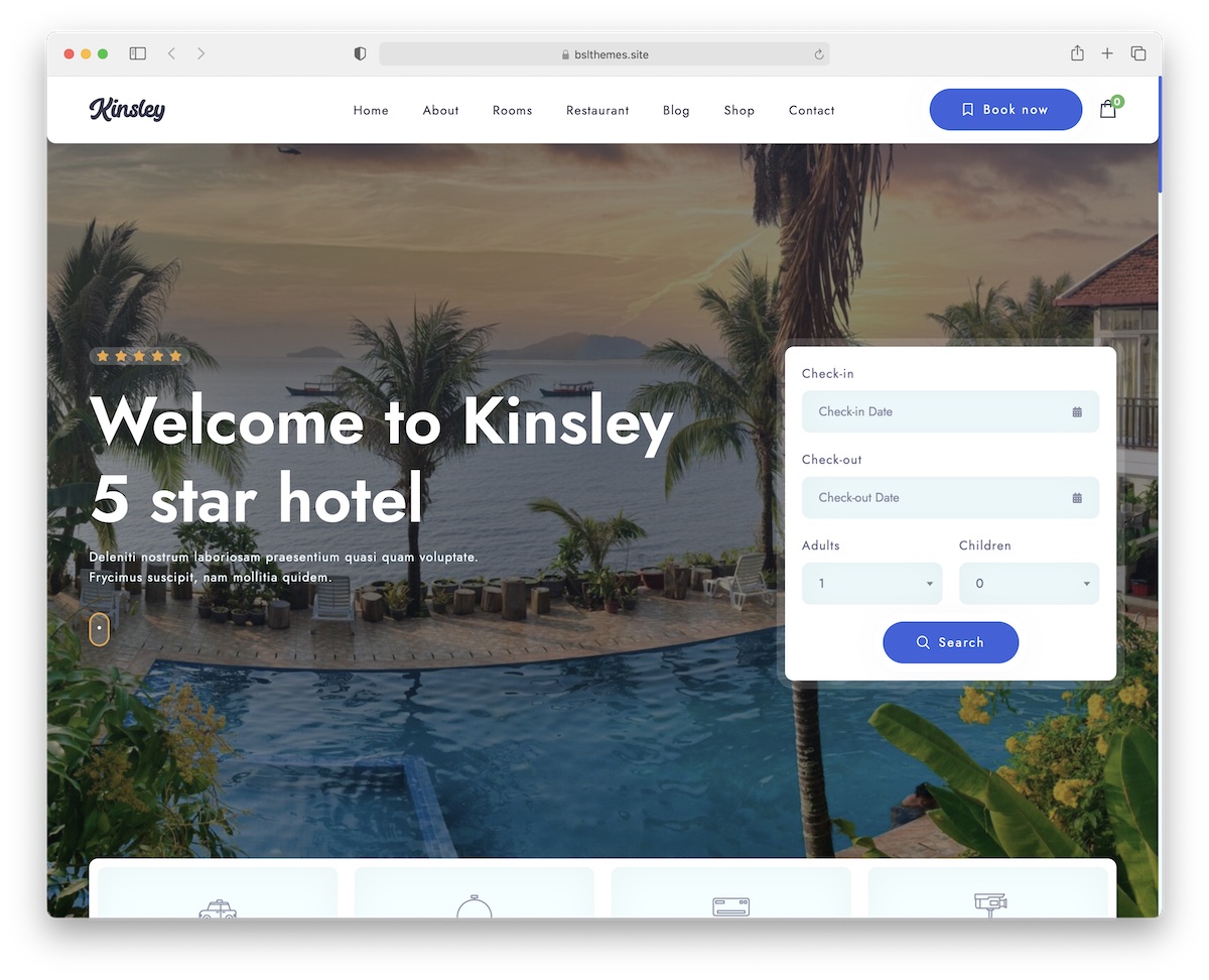 kinsley hotel wordpress theme