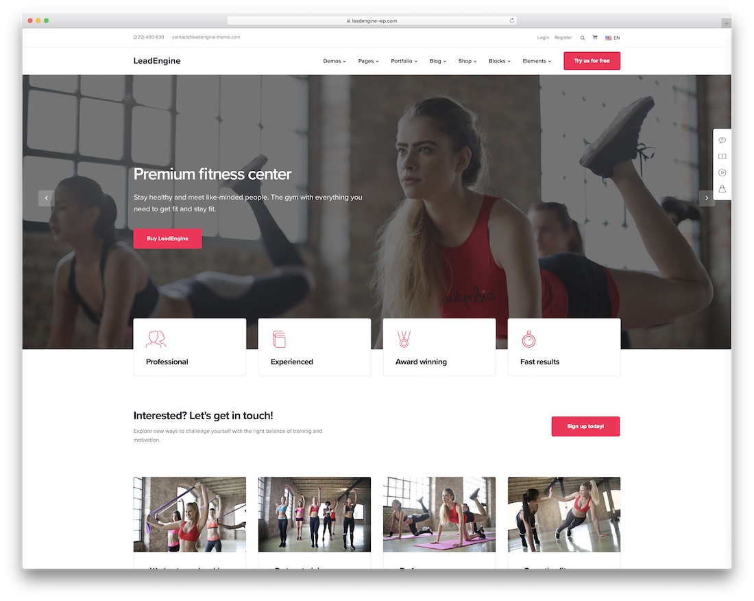 leadengine wordpress fitness theme