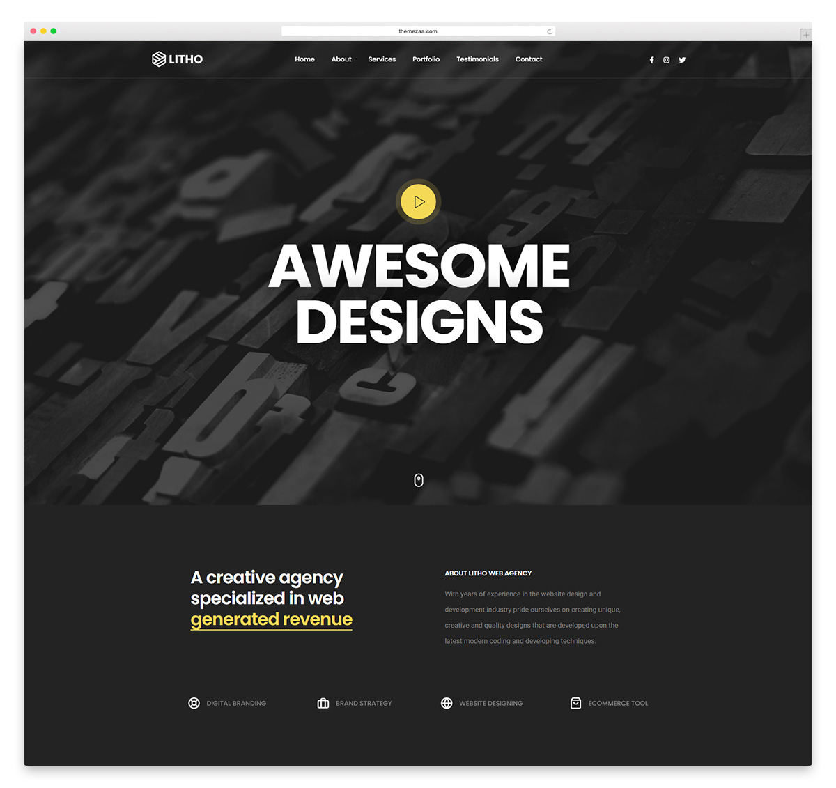 litho one page wordpress theme