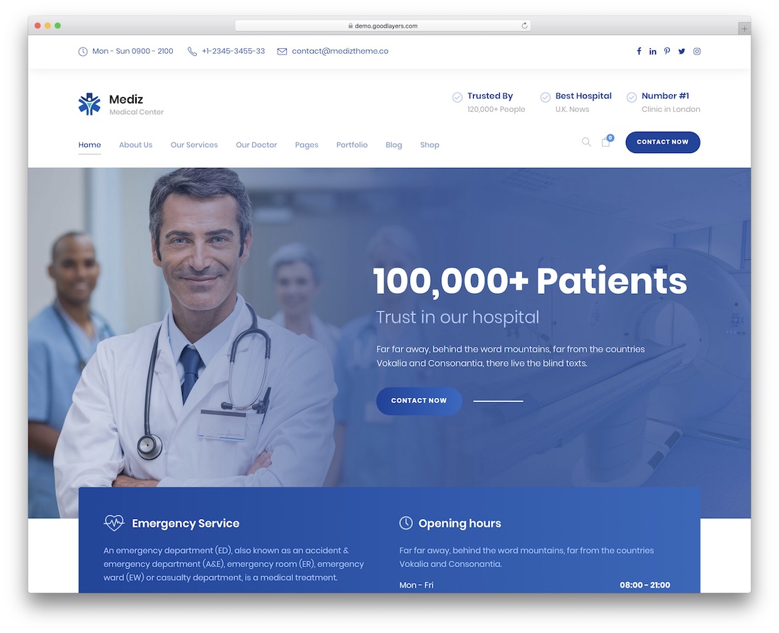 mediz health medical wordpress theme