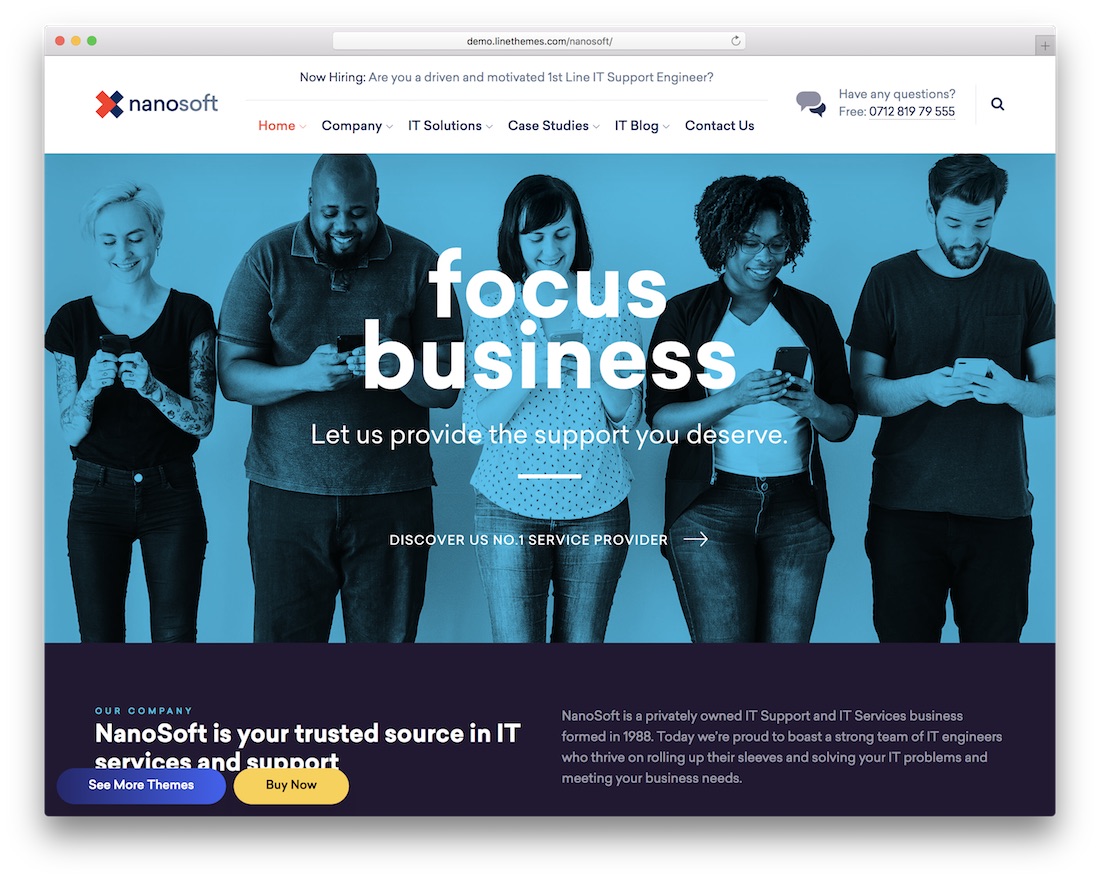 nanosoft it company wordpress theme