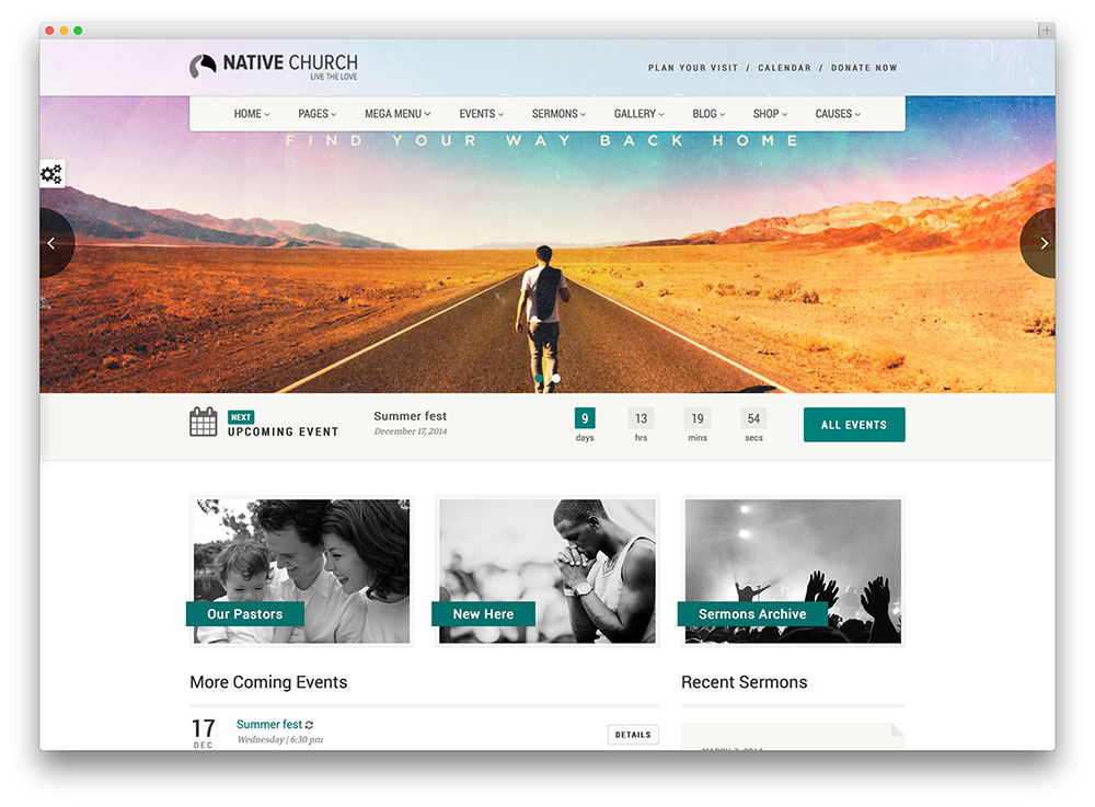 native vintage church wordpress theme