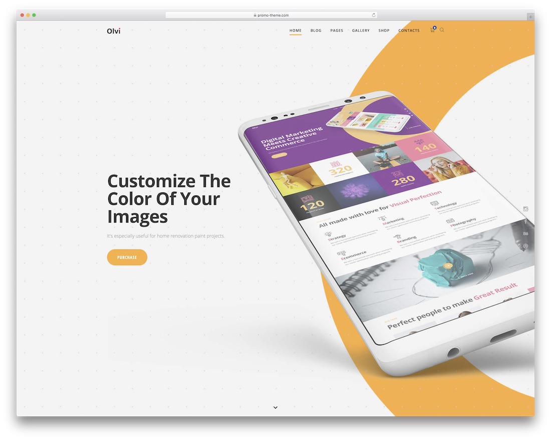 olvi app showcase wordpress theme