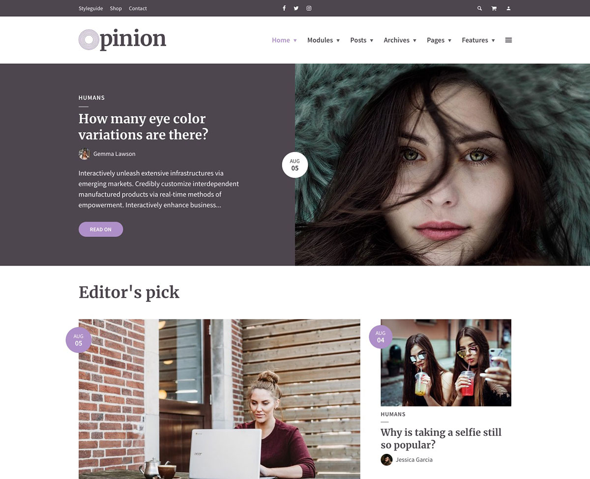 opinion simple wordpress blog theme