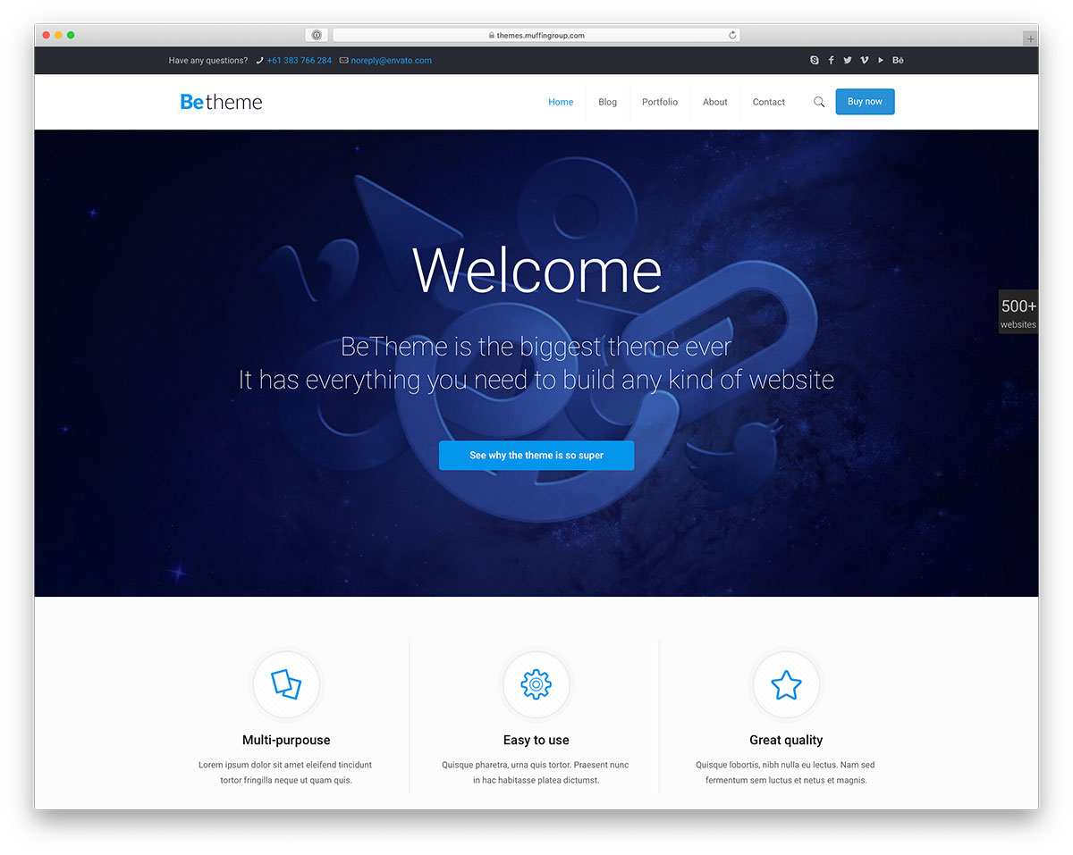 parallax WordPress theme