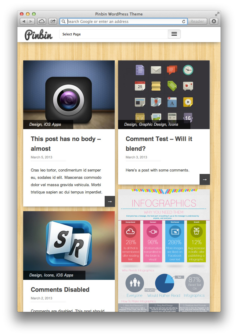 Pinbin Theme on Tablets