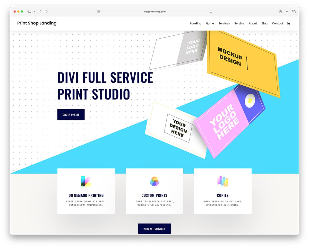 Divi - popular print shop WordPress theme