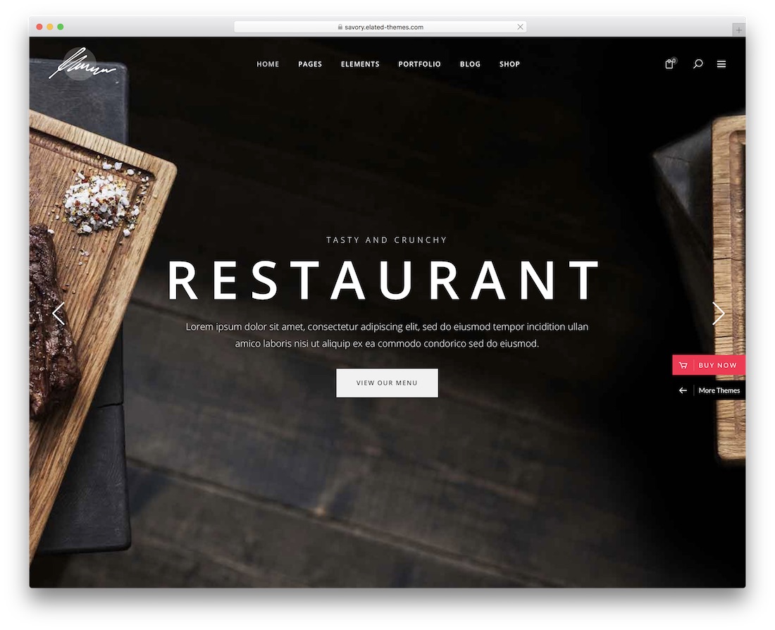 savory wordpress restaurant theme