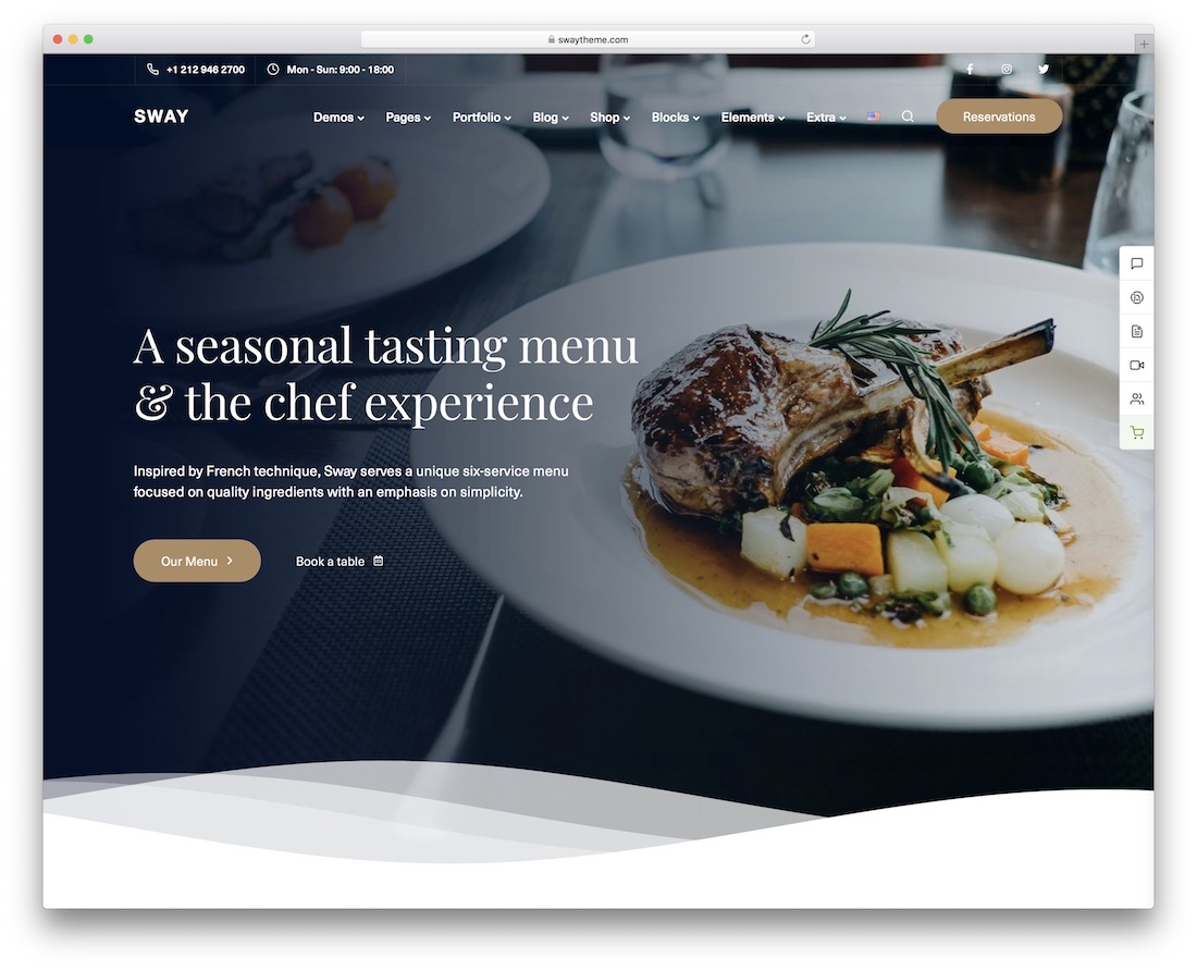 sway wordpress restaurant theme