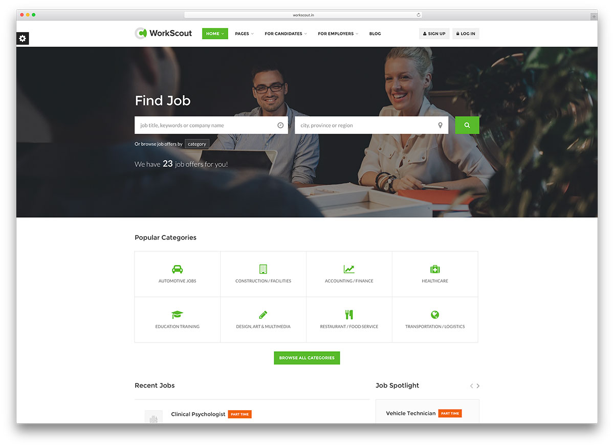 workscout minimal job board wordpress theme