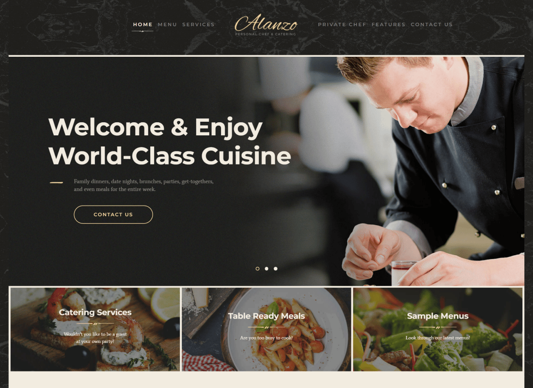 Alanzo | Personal Chef & Wedding Catering Event WordPress Theme