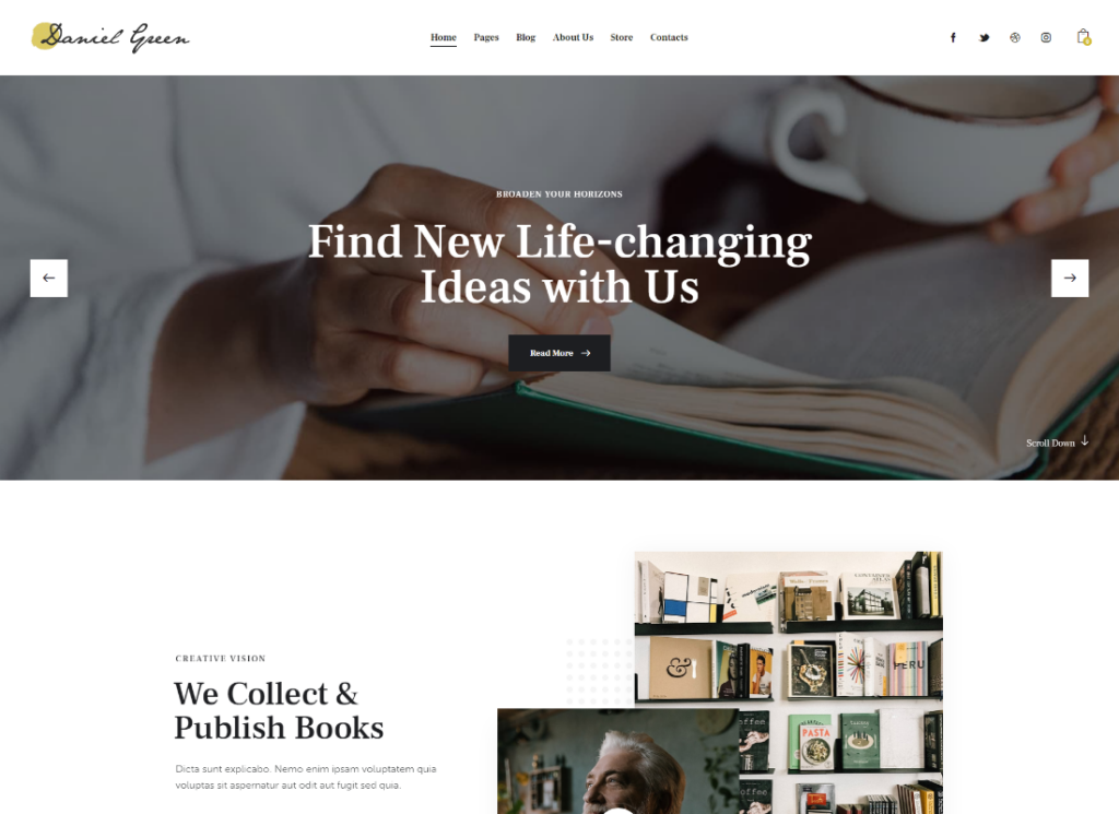 Blog for Writers and Journalists With Bookstore WordPress Theme