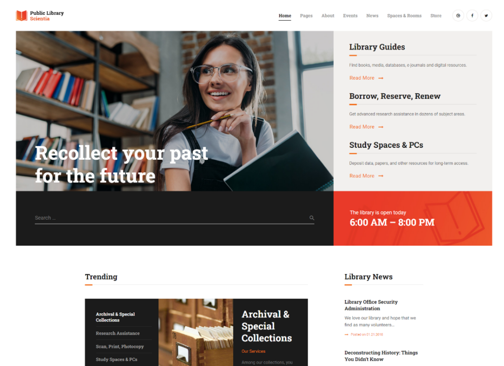 Scientia - Public Library & Book Store Education WordPress Theme